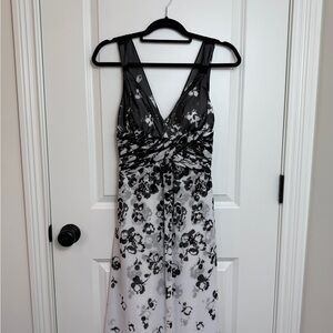 White House Black Market Black and White Floral Maxi Dress